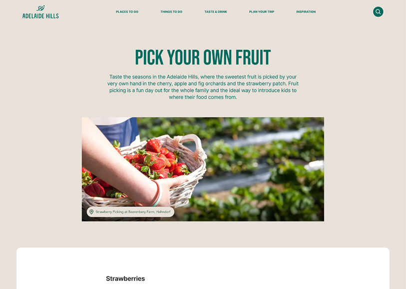 Adelaide Hills Tourism app screen