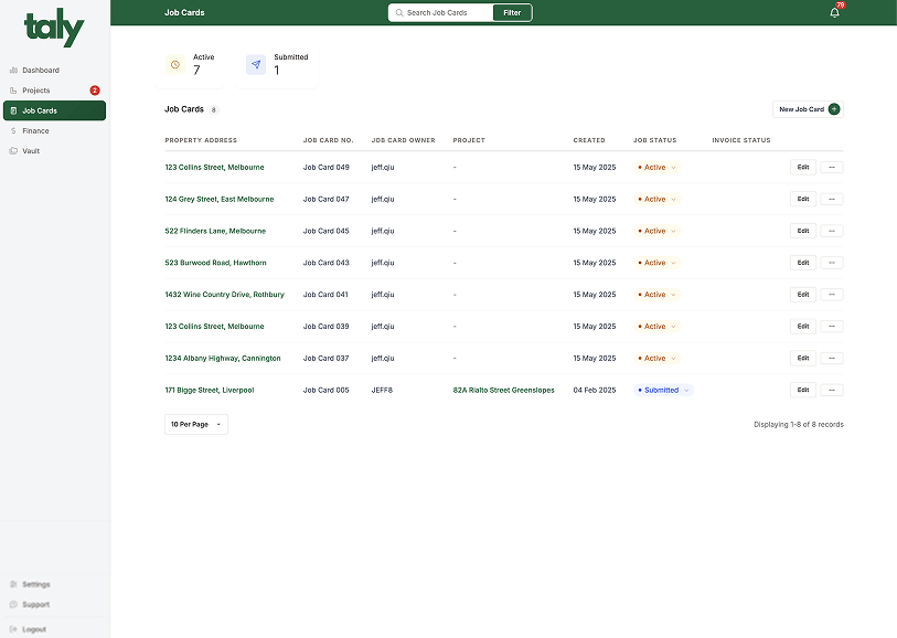 Taly app screen