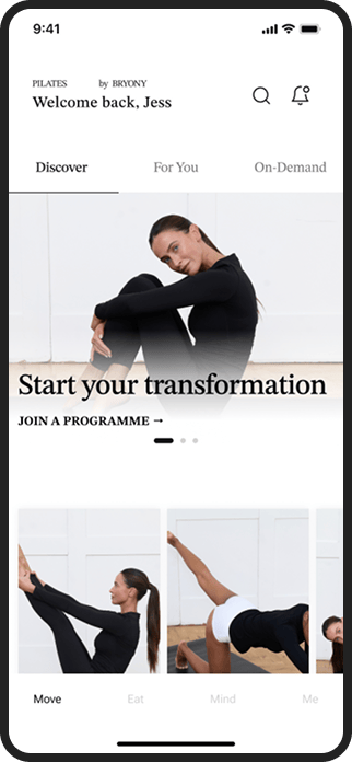 Pilates By Bryony app screen