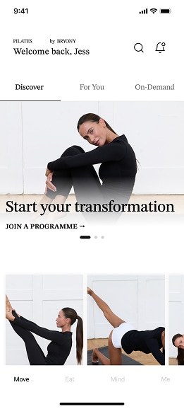 Pilates By Bryony app screen