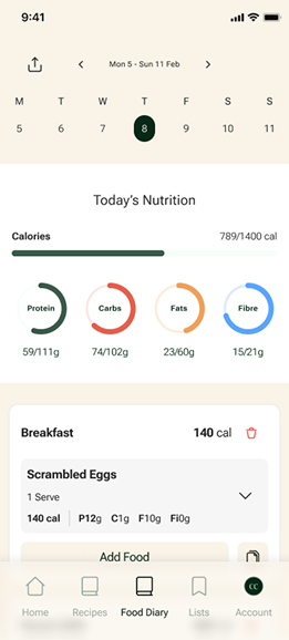 The Recipe Hub app screen